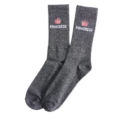 Chaussettes femme tige haute Princesse pailletté gris T36/40 < Gifi Best