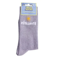 Chaussettes femme tige haute Pétillante pailletté violet T36/40 < Gifi Outlet