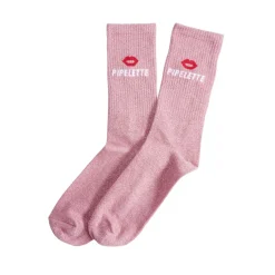 Chaussettes femme tige haute Pipelette pailletté rose T36/40 < Gifi