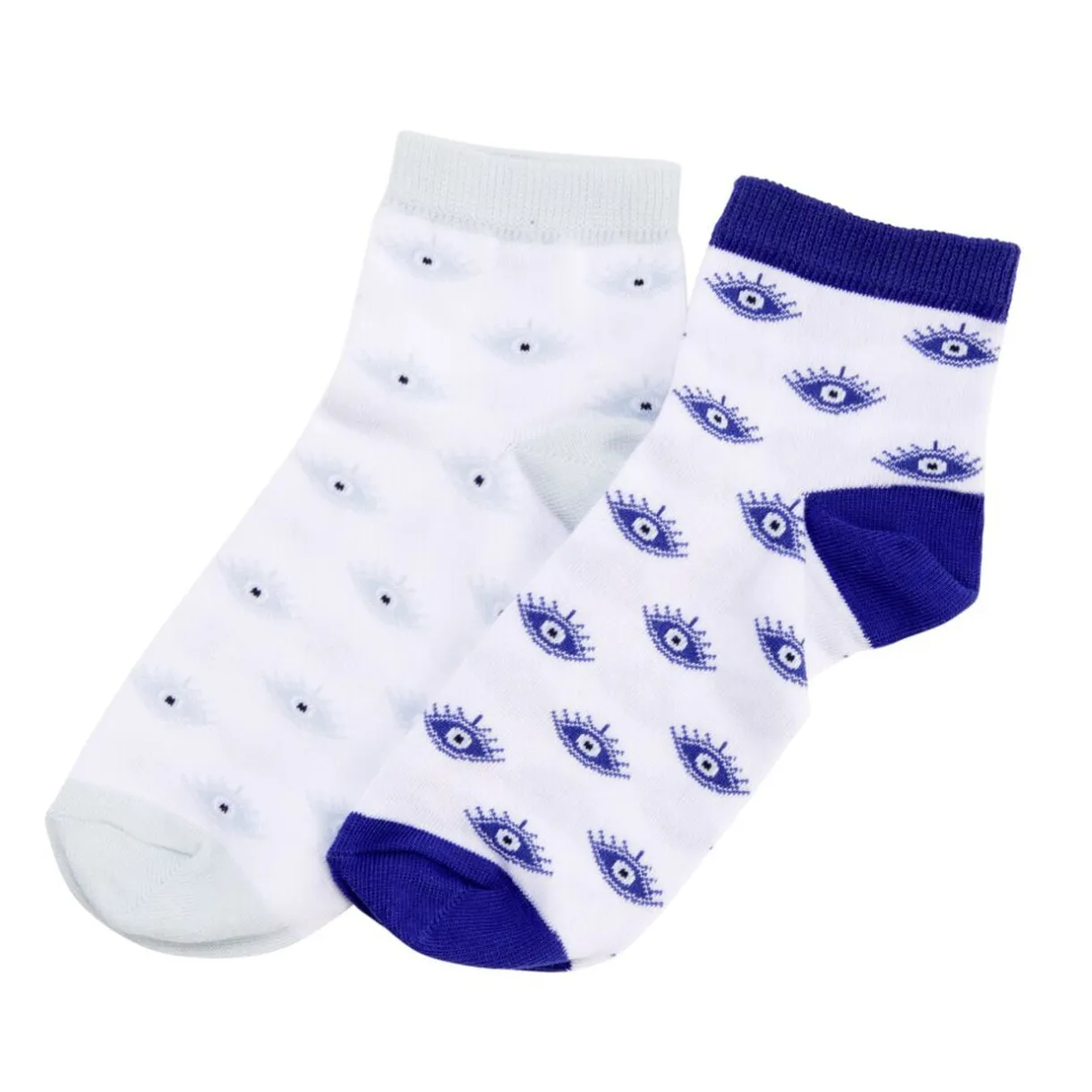 Chaussettes femme tige haute x2 motif oeil bleu et blanc T36/40 < Gifi Clearance