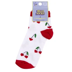 Chaussettes femme tige haute x2 motif cerise rouge et blanc T36/40