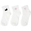 Chaussettes femme x3 tige basse coton blanc avec broderie noire et rose 36/40