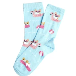 Chaussettes fille bleues motifs animaux piscine T26/35