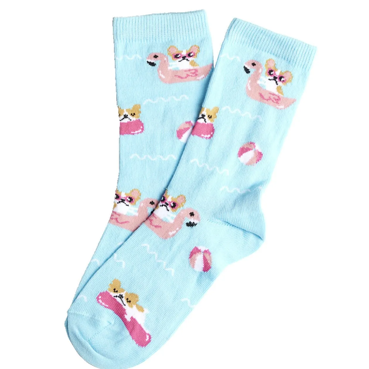 Chaussettes fille bleues motifs animaux piscine T26/35