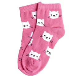 Chaussettes fille rose motifs têtes de chat T26/35