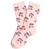 Chaussettes fille roses motifs cerises T26/35