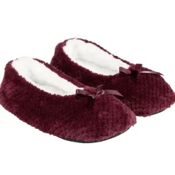 Chaussons ballerines fourrés femme rouge bordeaux 38/39