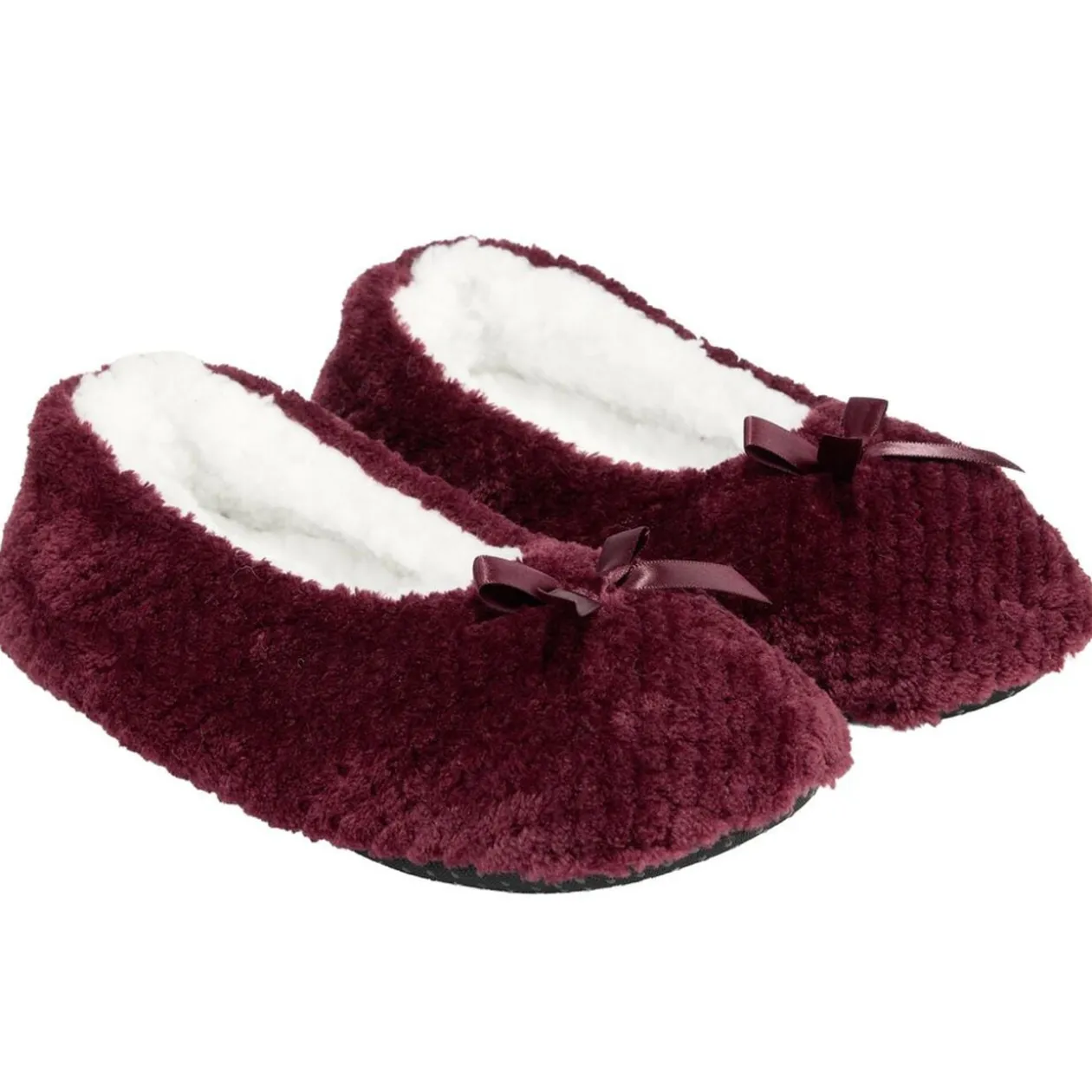 Chaussons ballerines fourrés femme rouge bordeaux 38/39