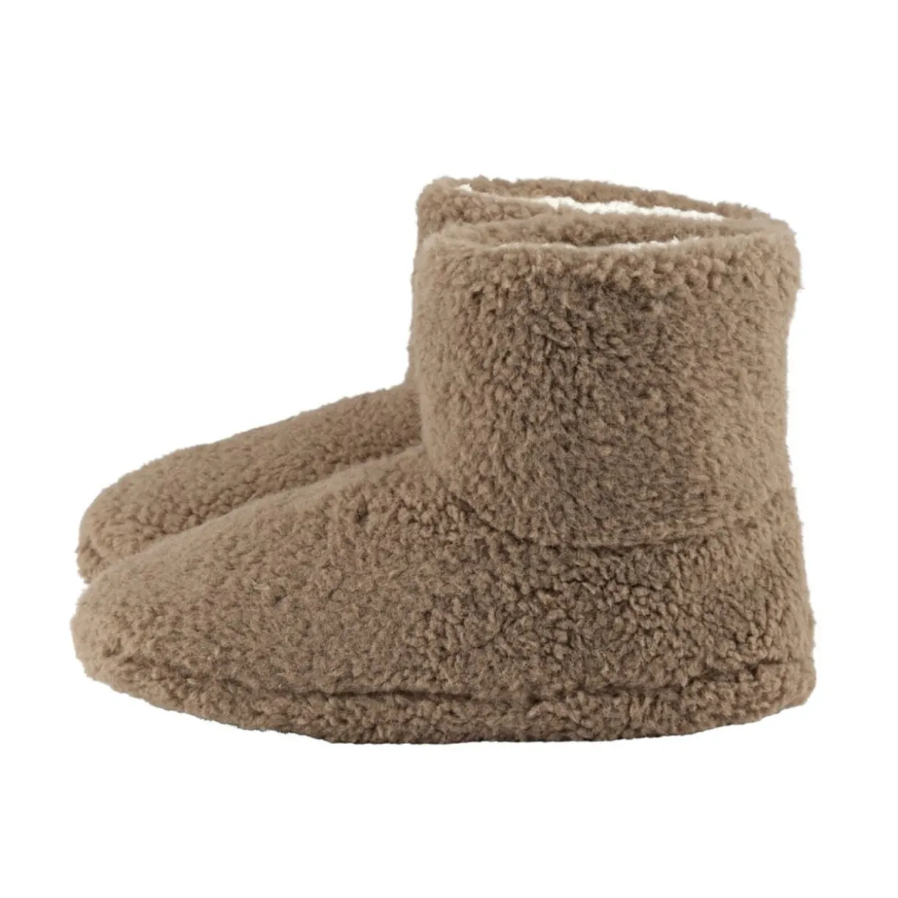 Chaussons bottes bouclette polyester marron 40/41