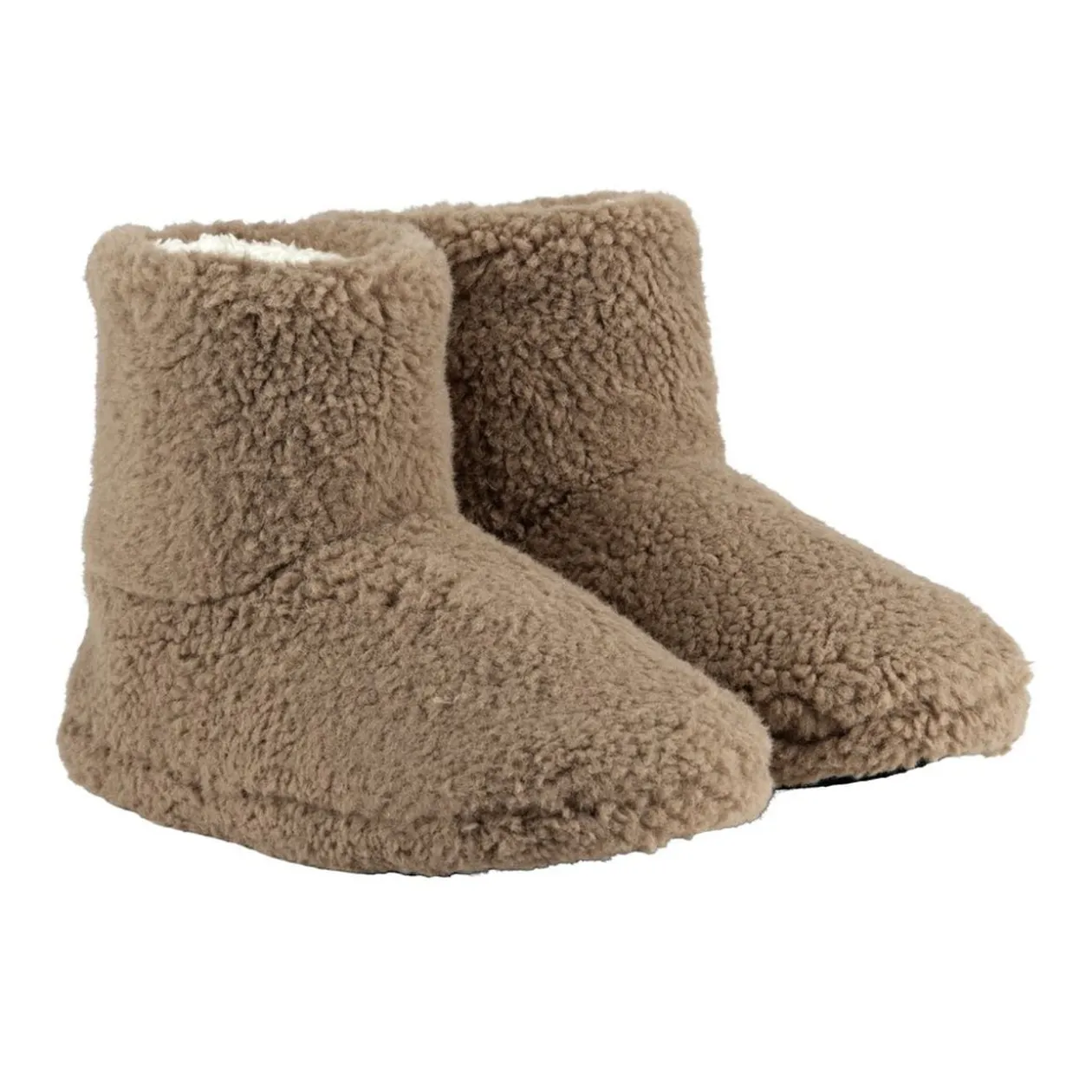 Chaussons bottes bouclette polyester marron 40/41