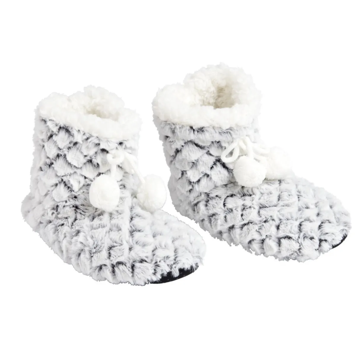 Chaussons bottes nid d'abeille à pompons T36 à T41 < Gifi Outlet