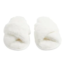 Chaussons femme blanc peluche brides croisée T36/37 < Gifi Sale