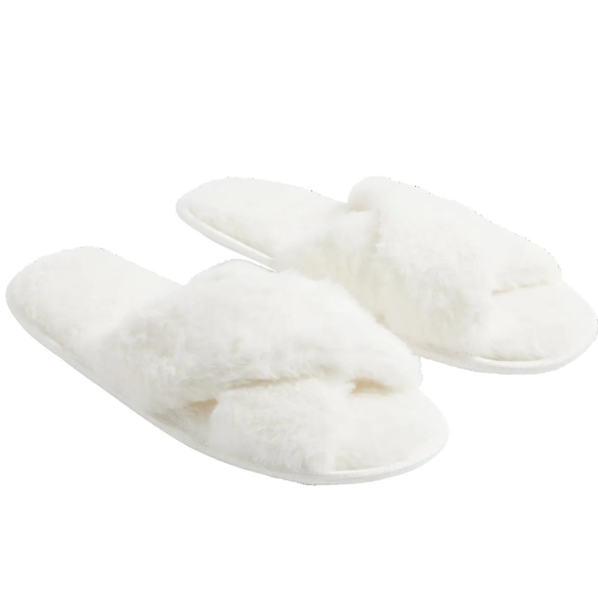 Chaussons femme blanc peluche brides croisée T36/37 < Gifi Sale