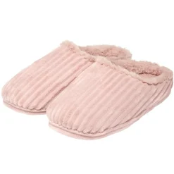 Chaussons femme côtelés fourrés roses 40/41