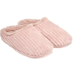 Chaussons femme côtelés fourrés roses 40/41