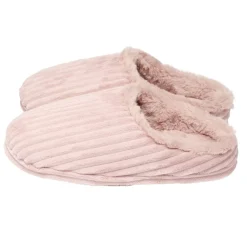 Chaussons femme côtelés fourrés roses 38/39