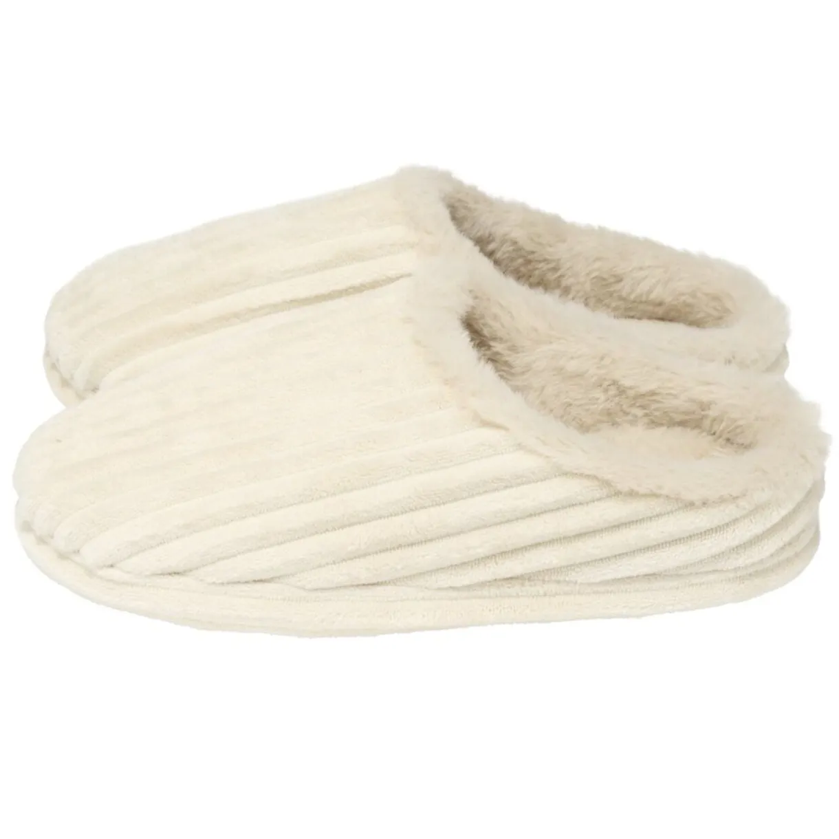 Chaussons femme côtelés fourrés beiges 40/41 < Gifi Hot