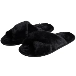 Chaussons femme noir peluche brides croisée T36/37 < Gifi Sale
