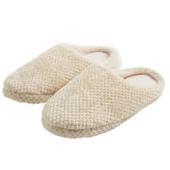 Chaussons mules unisexe blanc crème motif quadrillé T36/37 < Gifi Best