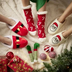 Chaussons Noël mixte blanc cassé et rouge T36 à 45