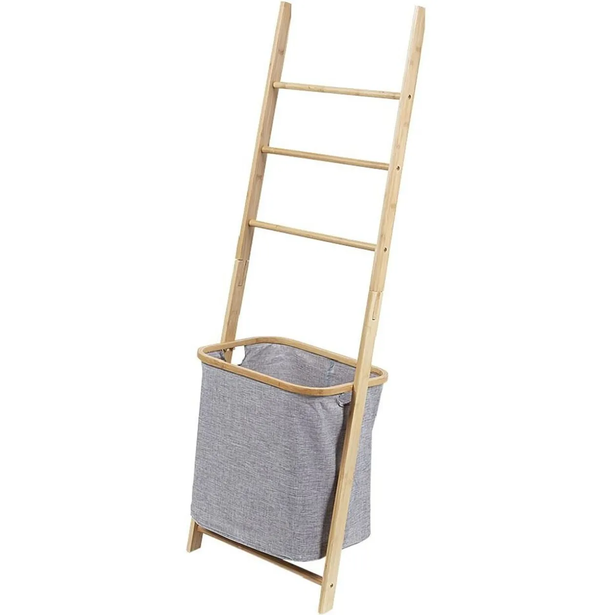 Échelle porte-serviettes avec panier à linge