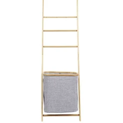 Échelle porte-serviettes avec panier à linge