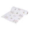 Chemin de table en tissu peluche blanc motifs flocons dorés 3m < Gifi New