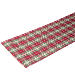 Chemin de table imitation laine imprimé tartan L300X28 cm rouge