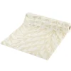 Chemin de table imitation velours imprimé branche L300X28 cm blanc et argenté