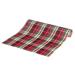 Chemin de table motif tartan rouge et vert 3m