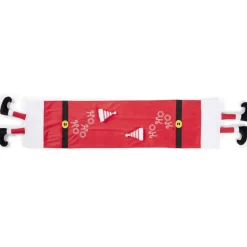 Chemin de table tissu velours rouge effet pieds de Père Noël 34x136cm