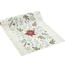 Chemin de table velours blanc et fleurs de Noël 300x28cm < Gifi Outlet