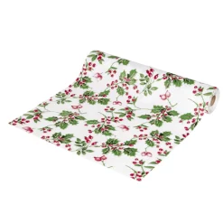 Chemin de table velours motif houx 28xL300cm