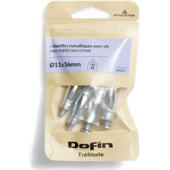 4 chevilles métalliques pour matériaux creux avec vis - Ø11x36 mm < Gifi Online