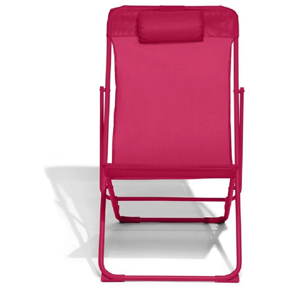 Chilienne Garden pliante avec têtière textilène rouge 56x82xH76/90cm < Gifi Clearance