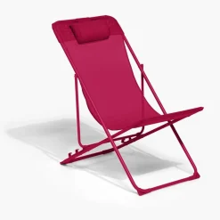 Chilienne Garden pliante avec têtière textilène rouge 56x82xH76/90cm < Gifi Clearance