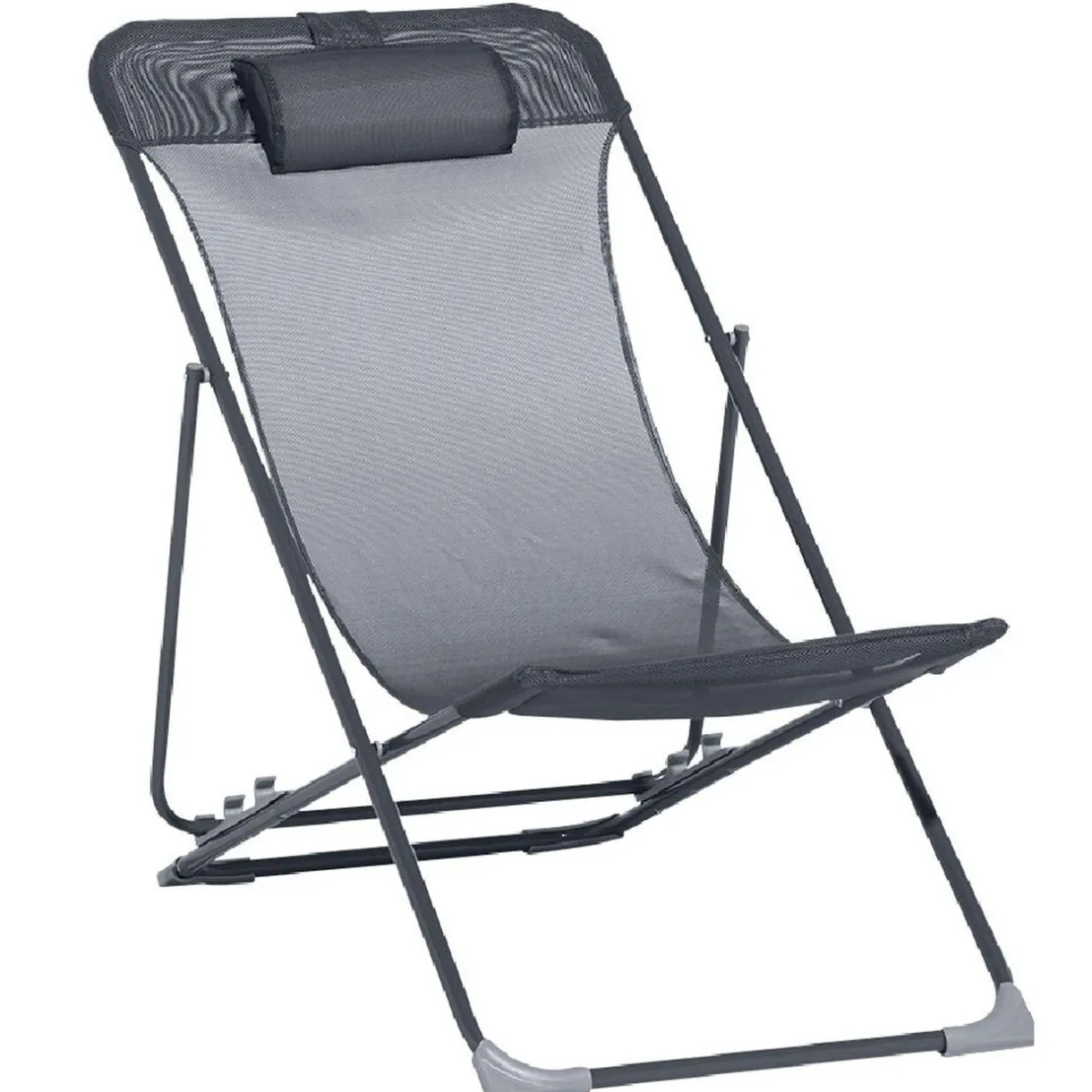 Chilienne Garden pliante avec têtière 3 positions grise 56x82xH76-90cm < Gifi Clearance
