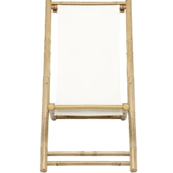 Chilienne pliante Laos bambou et tissu beige 121x60xH67cm < Gifi Outlet