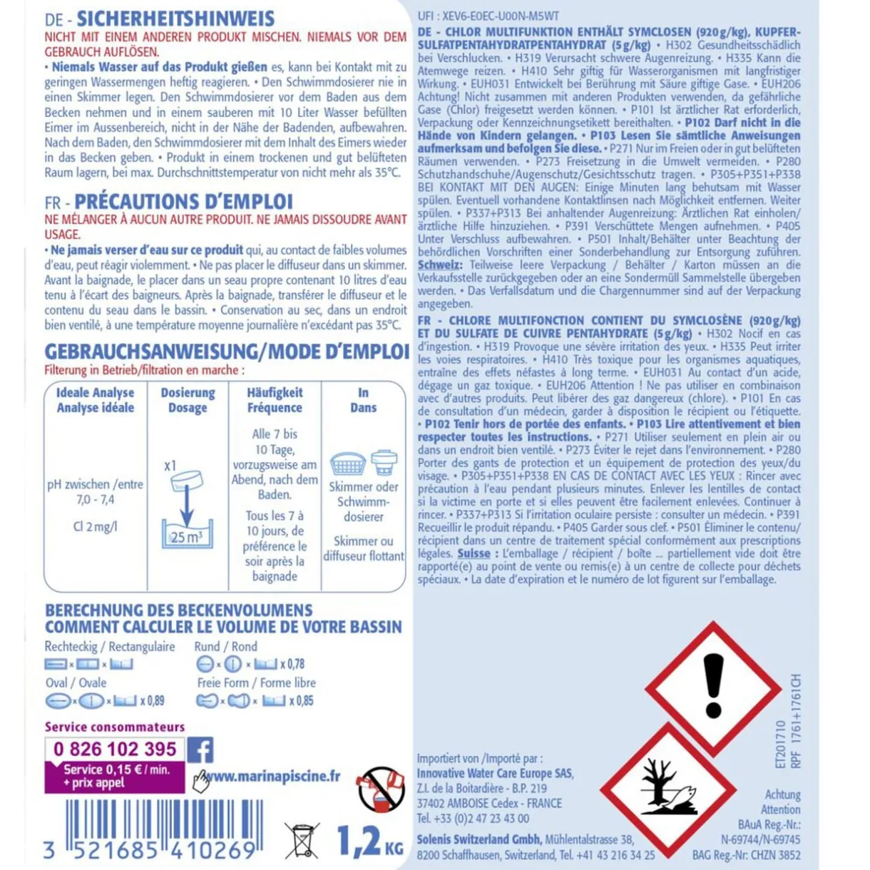 Chlore multifonctions galet 200g Marina 1,2kg < Gifi Sale