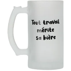 Chope de bière en verre imprimé humour