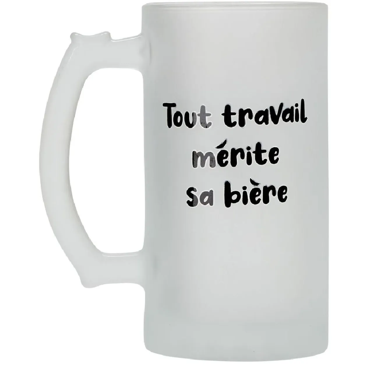 Chope de bière en verre imprimé humour
