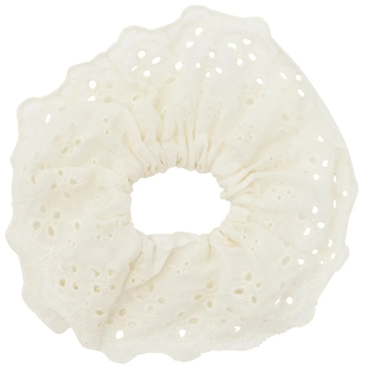 Chouchou dentelle tissu broderie anglaise blanc écru Ø13cm < Gifi Hot