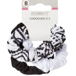 Chouchou en maille noir et blanc x3