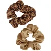 Chouchou motif léopard et uni marron Ø10cm x2