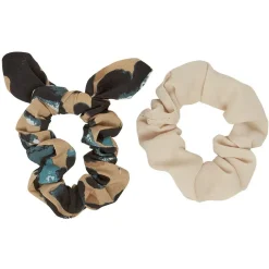 Chouchou noeud beige et motif léopard x 2