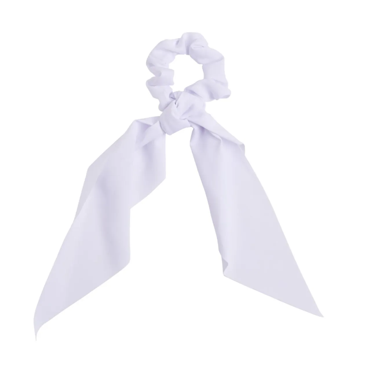 Chouchou satiné en tissu uni avec noeud long Ø8xH22cm (2 modèles)