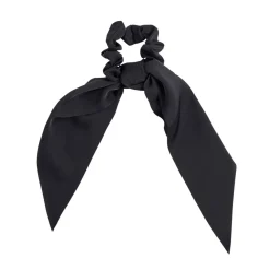 Chouchou satiné en tissu uni avec noeud long Ø8xH22cm (2 modèles)
