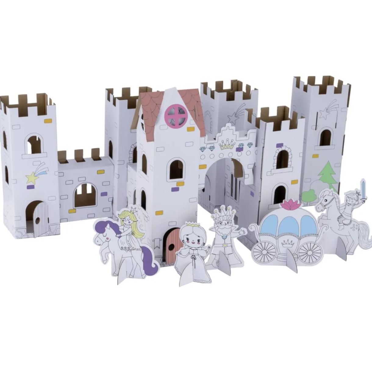 Château 3D en carton à colorier (2 modèles) < Gifi