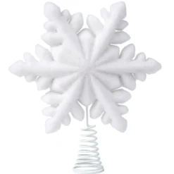 Cimier de sapin forme flocon de neige blanc 20x6xH23cm