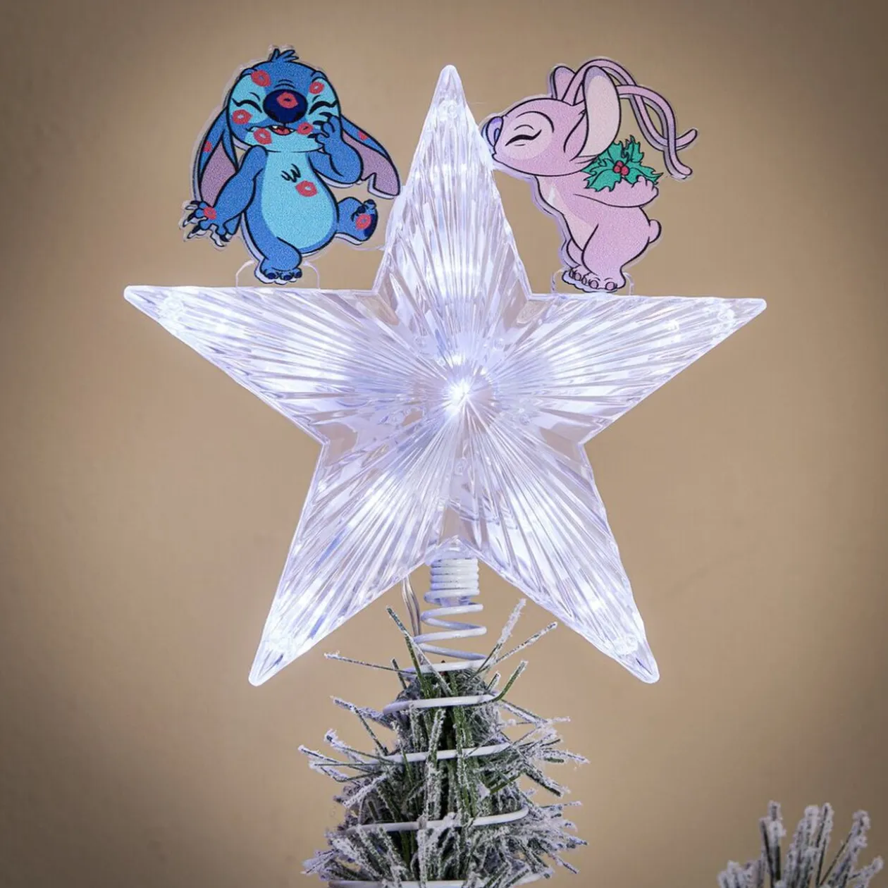 Cimier lumineux Disney Stitch étoile de sapin H24 cm